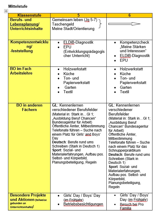 Curriculum Mittelstufe Curriculum Mittelstufe